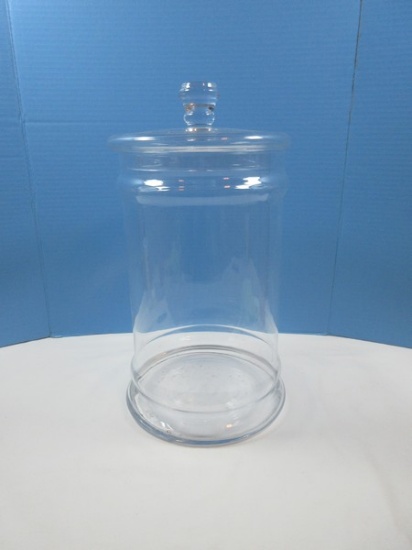 Awesome Hand Blown Glass 18" Apothecary Jar with Lid Raised Band Design