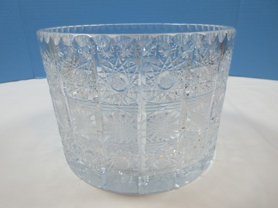 Extraordinary Lead Crystal 8 5/8" Round Console Bowl Hobstar Beveled Panel Pattern