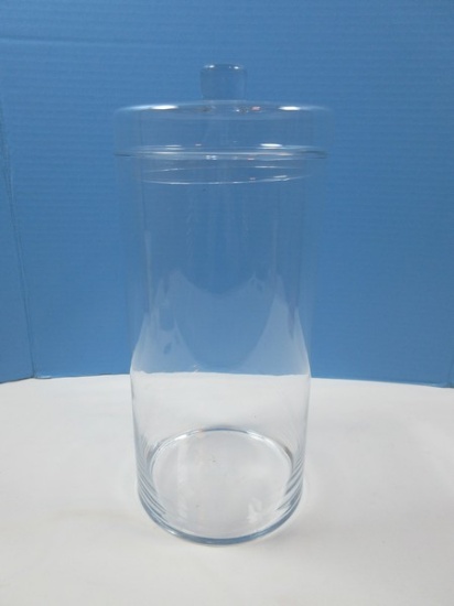 Fantastic Hand Blown Glass 14 1/2" Cylinder Apothecary Jar and Lid
