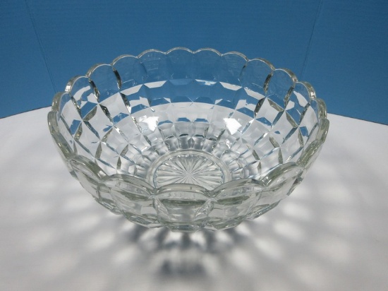 Grandiose Tiffin-Franciscan Square Diamond Pattern Heavy Pressed Glass 14" Round Punch Bowl