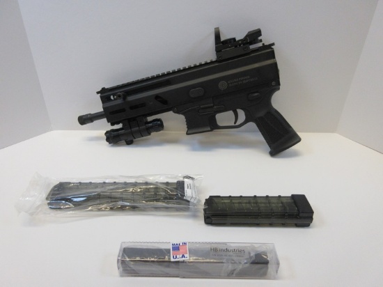 Grand Power Stribog SP9A1 w/ Non-Reciprocating BoH Handle, 2 Magazines, Flashlight, Red and