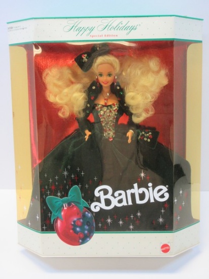 Mattel Collectors Happy Holidays Special Edition 1991 Barbie Doll In Green Velvet and Jewels