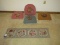 Lot 4 Needlepoint Floral Chair Cushions, Temple of Heaven Beijing Carpet Table Runner