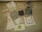 Lot Colorful Linen Floral Cross-Stitch Table Cloth w/Napkins, Embroidery/Lace Round Linen Table
