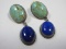 Pair 925 Sterling Turquoise & Lapis Dangle Pierced Earrings