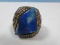 Unique Middle Eastern Lapis & Coral Accent Statement Ring Size 9