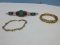 Stamped FAS 925 Sterling Fire Opalite Link Tennis Bracelet Gold Overlay 7