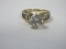Jewelry Ring Stamped 14k w/Solitaire Center Stone & Baguette Cut Stones Size 7 1/4