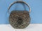 White Brass Charming India Embossed Metal handbag Purse Foliage Vine Design