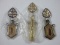 3 India Brass Snuff Pendant Bottles Various Design