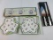 Lot Portmeirion Botanic garden Iris Flowers Collections 2 Shamrock Dessert Plates, 3 Teapot?.