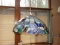 Tiffany Style Hanging Pendant Light Fixture Flower & Foliage Design. Base Approx 20 1/2