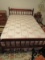 Traditional Style Maple Full Size Bed Ring Turned Spindle Head/Footboards w/ Wooden Side