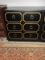 Spectacular Hollywood Regency Black and Gold Trim Dorothy Draper Style 3 Drawer Chest