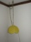 Groovy Retro Wicker Scallop Hanging Pendant Lighting Fixture Golden Yellow Harvest Finish