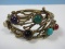 Artisan Designer Jewelry Complex Cuff Bracelet w/ Multi Gemstones Setting Turquoise