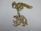 Stamped Italy 585= 14K Gold Rope Chain Necklace w/14KP(Plum Gold) Dragon Figural Pendant