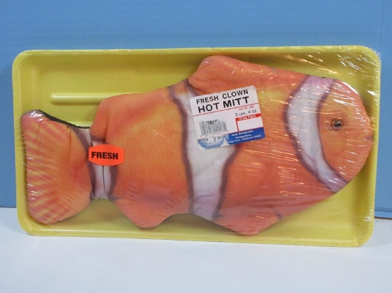 Novelty Fish Clown Hot Mitt in Supermarket Tray w/Label & Shrink Wrapped