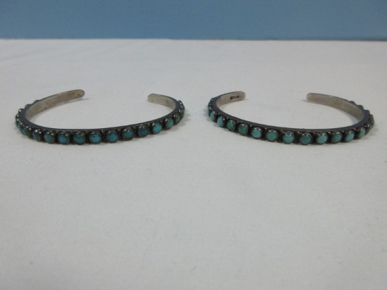2 Sterling & Turquoise Cuff Bracelets