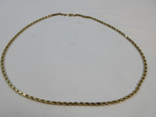 Stamped 14K Gold Rope Chain Necklace 24"L