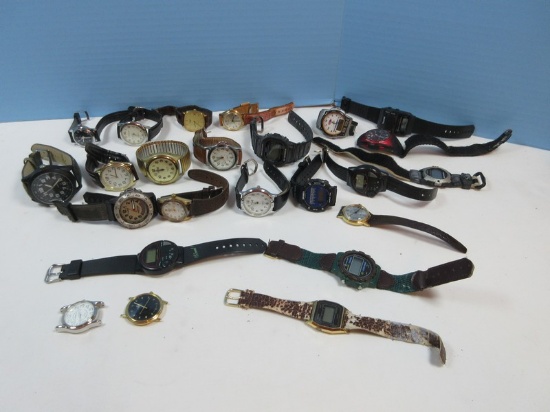 20 Plus Men's Wrist Watches Digital Timex Expedition, Tru Time Talking Atomic, Zonex, Timex