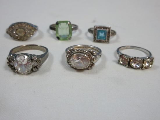 Lot Lady's Fashion Designer Jewelry Rings Sterling Bands Cubic Zirconia Green Crystal Solitaire
