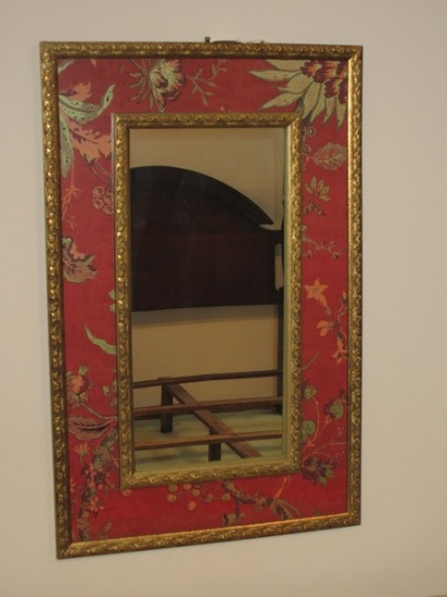 Elegant Raymond Waites Studio Chinoiserie Double Framed Wall D‚cor Mirror Crimson Floral