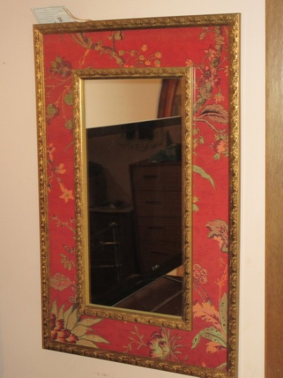 Elegant Raymond Waites Studio Chinoiserie Double Framed Wall D‚cor Mirror Crimson Floral