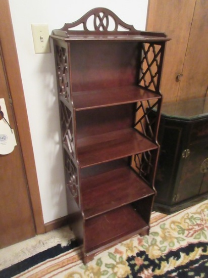 Chinese Chippendale Style Mahogany Etagere Display/Bookcase Elaborate Detail Design Sides