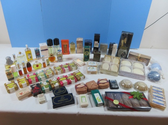 Lot Ladies Perfumes, Scented Soaps, Cosmetic Brushes. Mostly NEW