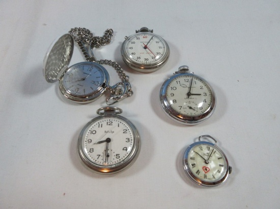 Pocket Watch Lot West Clox Bull's Eye Pocket Watch w/Second Hand, Lucerne Mother of Pearl
