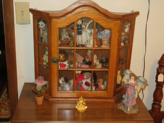 Traditional Arched Pediment Curio Display Cabinet Wall Mount/Free Standing w/ Awesome