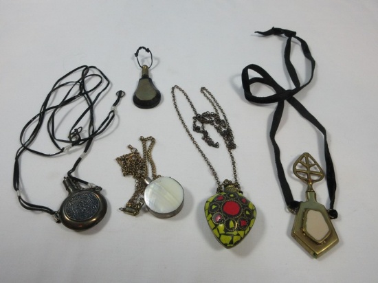 Lot Perfume Oil Bottle Pendant Yellow/Red Mosaic, Brass Snuff Bottle Pendant Scent Bottle