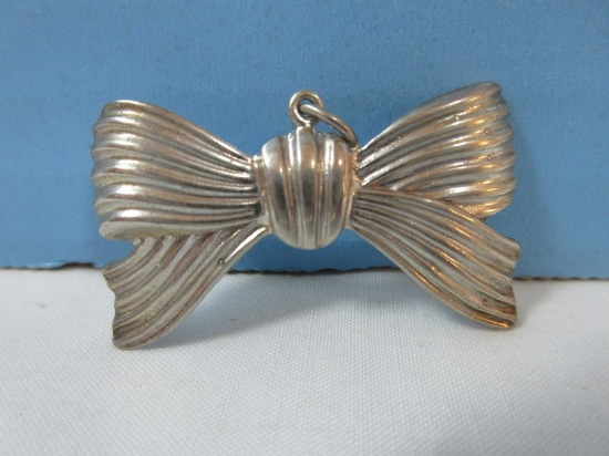 Sterling Ribbon Bow Pendant