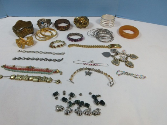 Bracelets Lot, Embossed India Designs, abstract Modern, Beaded Butterfly Charm, 3 Strand etc..
