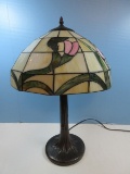 Tiffany Style Pink Flowers & Butterflies Design Shade 24