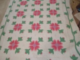 Handmade Beautiful Rose of Sharon Applique Quilt by Florence Cutright Dec. 1961
