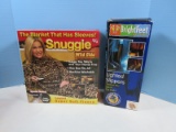 Lot Bright Feet Lighted Slippers Beige Size Large & Snuggie Blanket That Has Sleeves. NIB