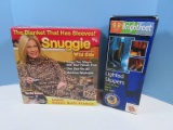 Lot Bright Feet Lighted Slippers Beige Size Medium & Snuggie Blanket That Has Sleeves. NIB