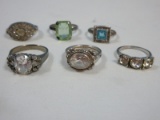 Lot Lady's Fashion Designer Jewelry Rings Sterling Bands Cubic Zirconia Green Crystal Solitaire