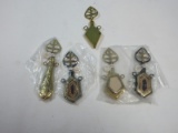 5 Brass Necklace Pendants Perfume Oil Bottles w/Dabber Stoppers Made in India