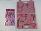Lot Ladies Pink Home Tool Kit in Pink Case & Craft Gear Jewelry Tool Kit 8 pc Set. NEW in Package