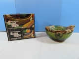 Lot Harvest Amber Basket Buffet 2 Qt Covered Casserole & Fiber Basket NIB, 7 pc Avocado??