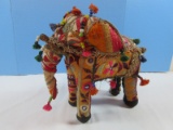 India Folk Art Rajasthan Fibric Embroidered Elaborate Adorned Elephant Figure 13 1/2