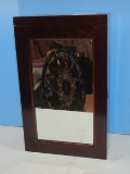 Cherry Finish Mirror Door Wall Hanging Jewelry Armoire w/Lighted Interior. Lock & Key