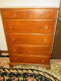 Traditional Style maple Chest of Drawers 2 over 4 w/Circular wooden Pulls on Bracket BY The
