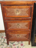 3 Drawer Wooden Accent Chiffonier w/ Woven Sisal Top Drawer Fonts/Sides