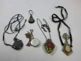 Lot Perfume Oil Bottle Pendant Yellow/Red Mosaic, Brass Snuff Bottle Pendant Scent Bottle