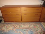 Extraordinary Mid Century Danish Modern Teakwood Double Dresser 6 Drawers Slot Handles