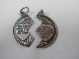 Sterling Mizpah Coin 2 Piece Charm Pendant w/ Scripture Genesis 31:49